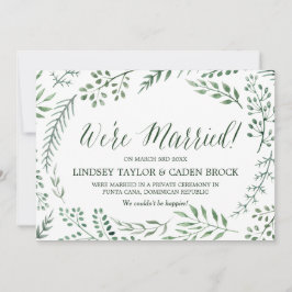 Invitación de Elopement Green Rustic Wreath