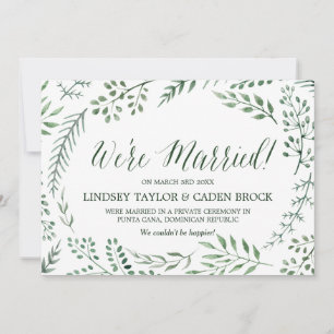 Invitación de Elopement Green Rustic Wreath