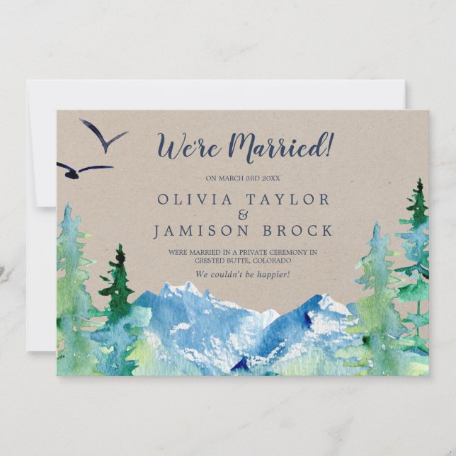 Invitación de Elopement Kraft Rocky Mountain (Anverso)