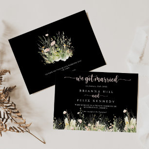 Invitación de Elopement Negro del Boho Verde
