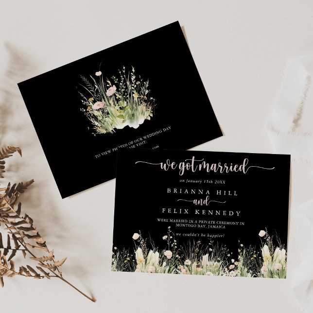 Invitación de Elopement Negro del Boho Verde (Subido por el creador)