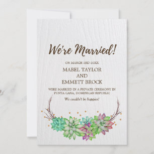 Invitación de Elopement Rustic Floral Succulement
