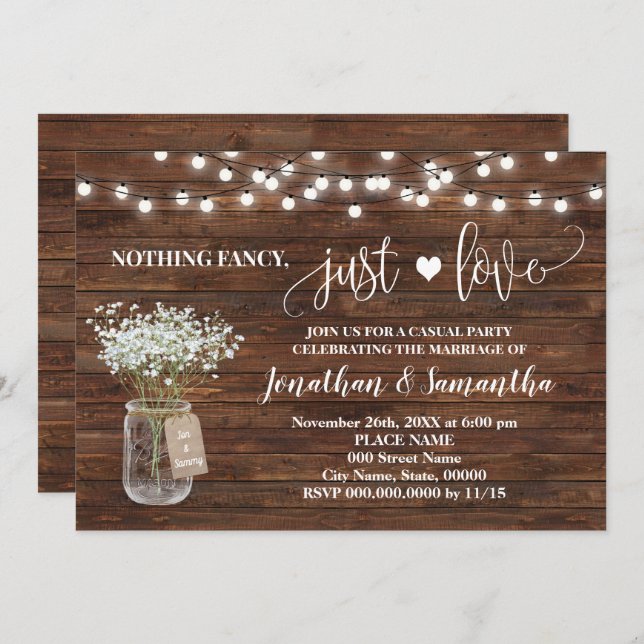Invitación de Elopement Sin Adornos Solo Amor (Anverso / Reverso)
