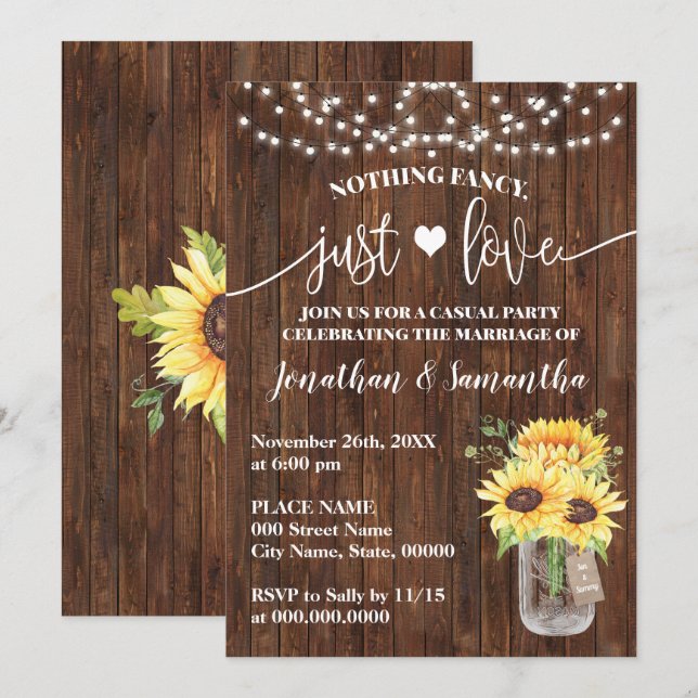 Invitación de Elopement Sin Adornos Solo Amor de G (Anverso / Reverso)