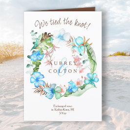 Invitación de Elopement Tropical Azul, Marrón, Ver