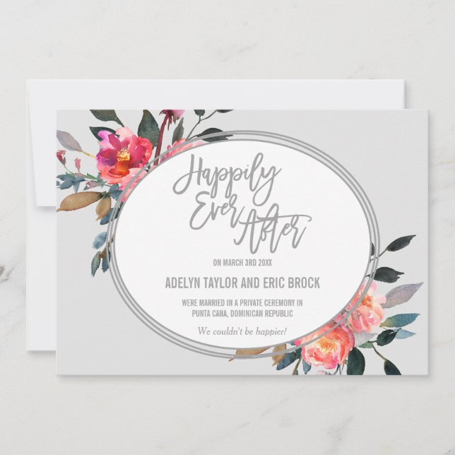 Invitación de Elopement Wreath de la flor de invie (Anverso)