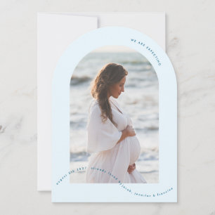 invitación de embarazo azul de bebé arco de foto