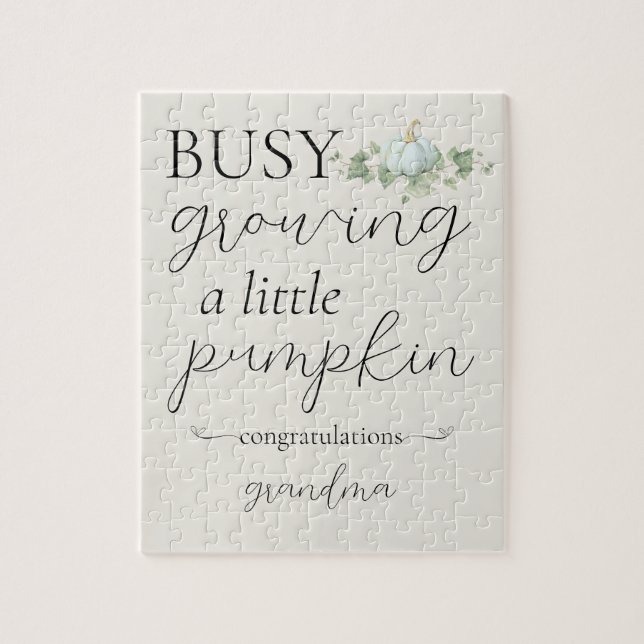 Invitación de Embarazo Azul Pequeño Rompecabezas (Vertical)