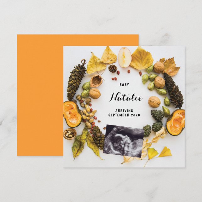 Invitación de embarazo Calabaza Caída Otoño (Anverso / Reverso)