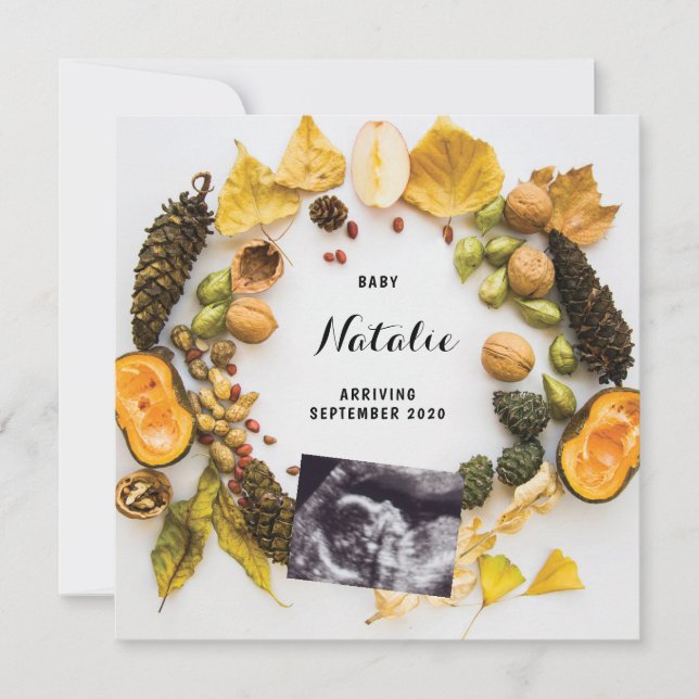 Invitación de embarazo Calabaza Caída Otoño (Anverso)