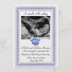 Invitación de embarazo con foto de ultrasonido