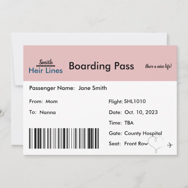 Invitación de embarazo con tema de viajes (Neutral (Anverso)