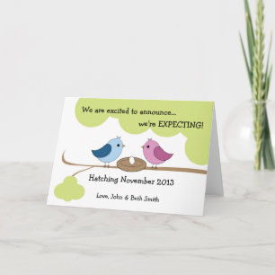 Invitación De Embarazo Cuto - Aves En El Nido