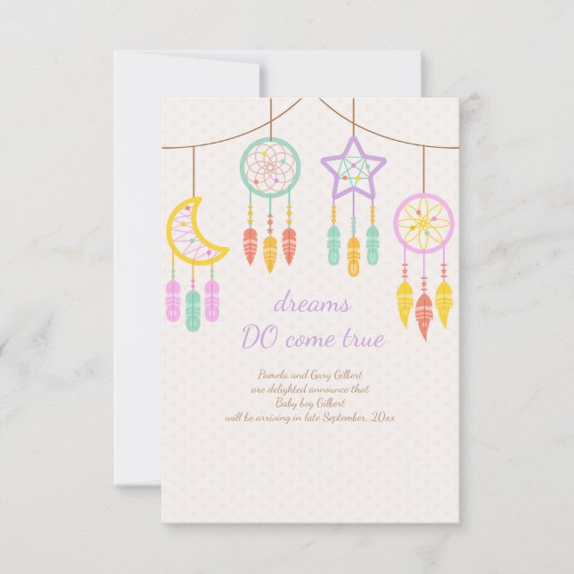Invitación de embarazo de Baby Dreamcatcher (Anverso)