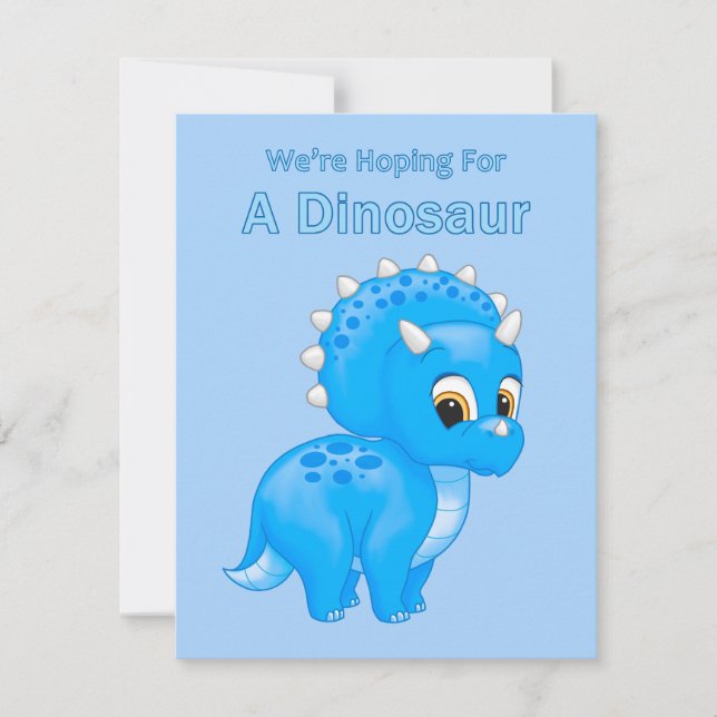 Invitación de embarazo de bebé de dinosaurios pequ (Anverso)