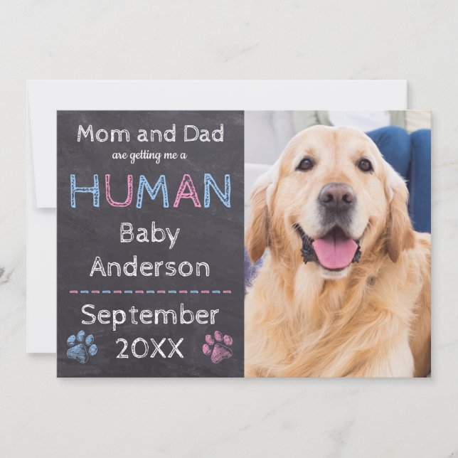 Invitación de embarazo de bebé de perro (Anverso)