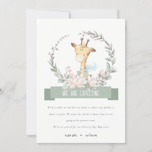 Invitación de embarazo de bebé floral de jirafa du