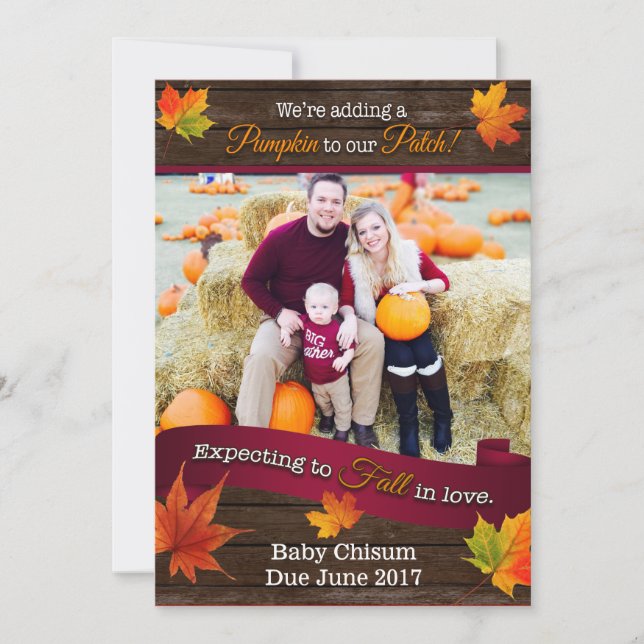 Invitación de embarazo de caída con imagen (Anverso)