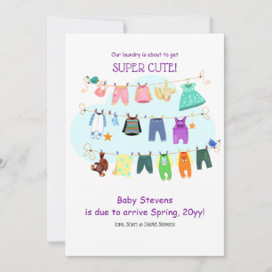 Invitación de embarazo de Clothesline para bebés