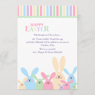Invitación de embarazo de conejitos de Pascua colo