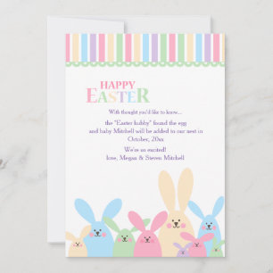 Invitación de embarazo de conejitos de Pascua colo