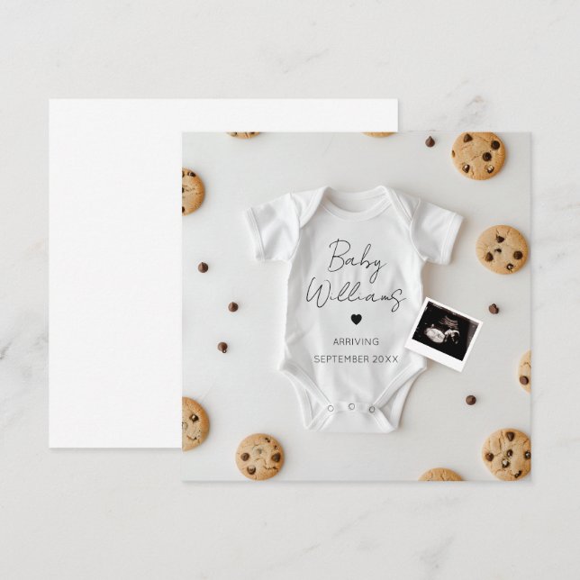 Invitación de embarazo de cookie minimalista (Anverso / Reverso)