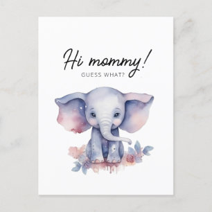 Invitación de embarazo de elefante cutáneo acuarel