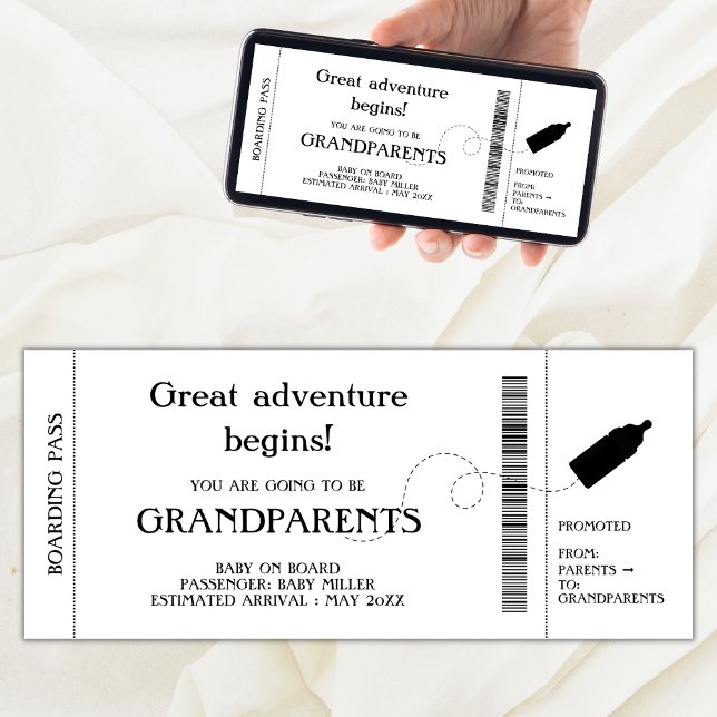 Invitación De Embarazo De Embarazo De Embarazo De  (pregnancy announcement to parents, boarding pass pregnancy announcement, promoted to grandparents)