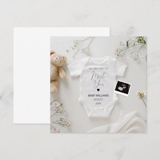 Invitación de embarazo de flores silvestres modern (Anverso / Reverso)