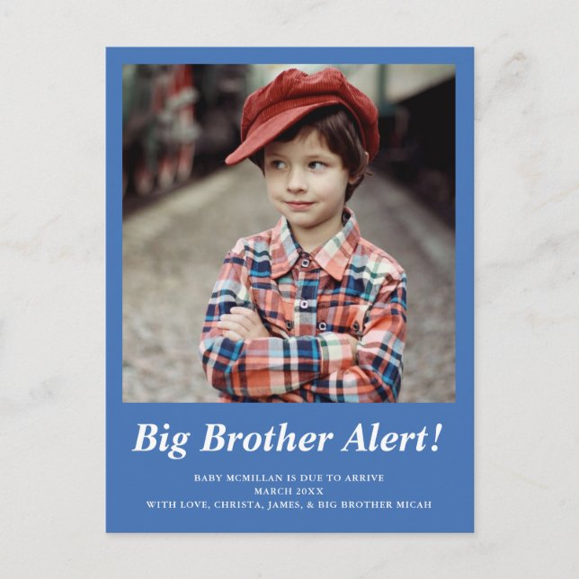 Invitación de embarazo de foto de Blue Big Brother (Anverso)