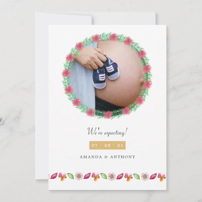 Invitación de embarazo de fotografía tropical de v (Anverso)