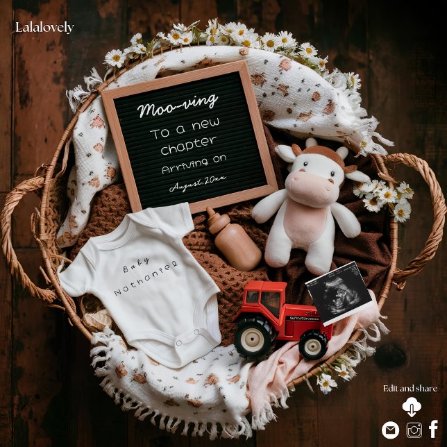 Invitación de embarazo de granja rústica de vaca c (Subido por el creador)