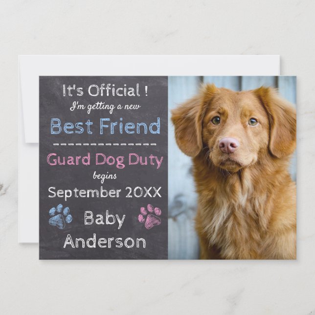 Invitación de Embarazo de Guarda Perro (Anverso)