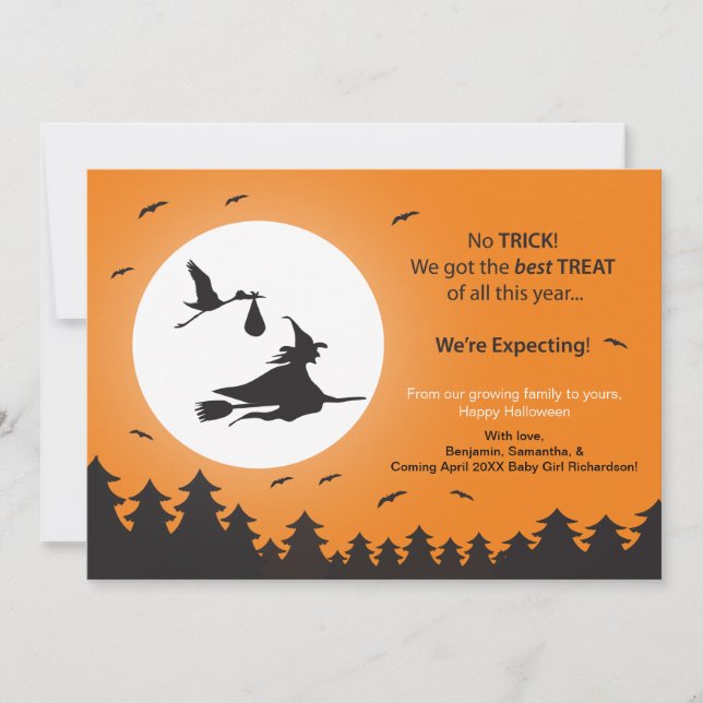 Invitación de embarazo de Halloween (Anverso)