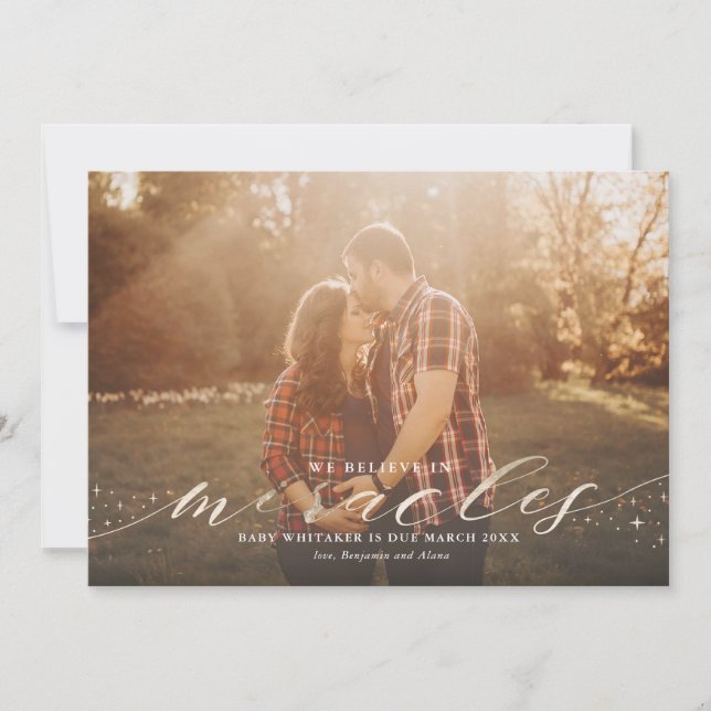 Invitación de embarazo de milagros en Relieve meta (Anverso)