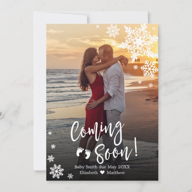 Invitación de embarazo de Navidad en breve (Anverso)