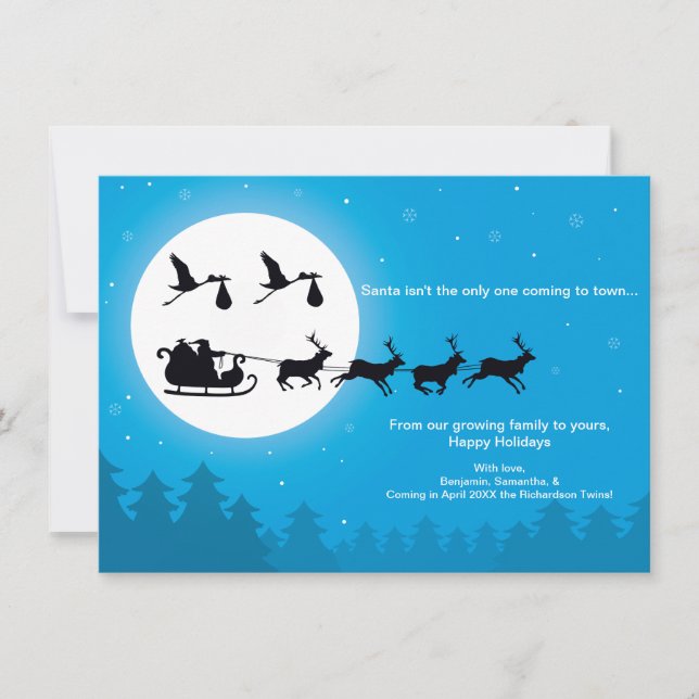 invitación de embarazo de Navidades de TWINS 4x6 - (Anverso)