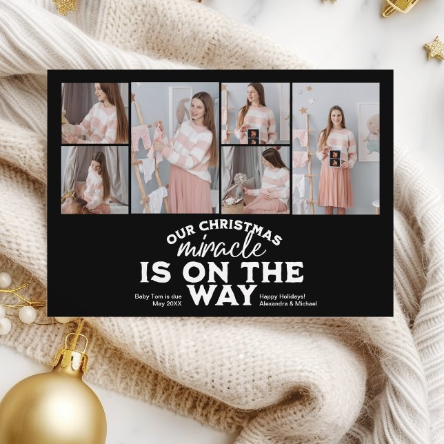 Invitación de embarazo de Navidades multifotográfi (Subido por el creador)