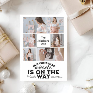Invitación de embarazo de Navidades multifotográfi