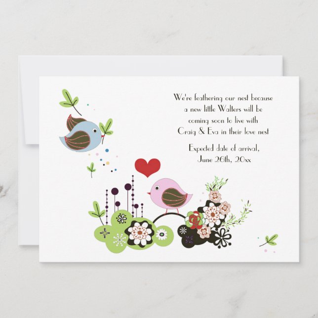 Invitación de embarazo de Nido de Amor (Anverso)