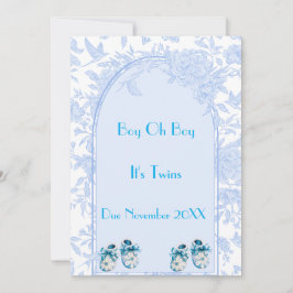 Invitación de embarazo de niños gemelos azules