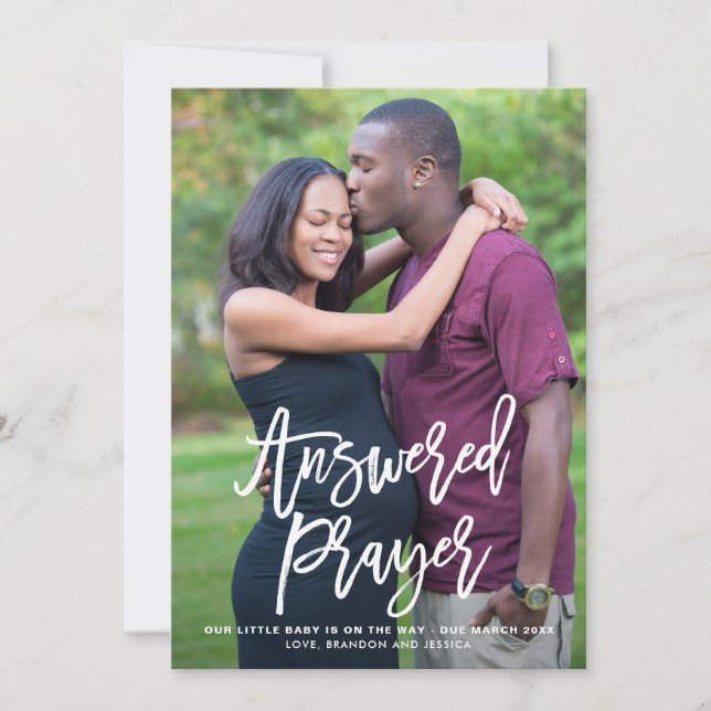 Invitación de embarazo de oraciones respondidas (Anverso)