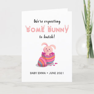 Invitación de embarazo de Pascua divertido conejo