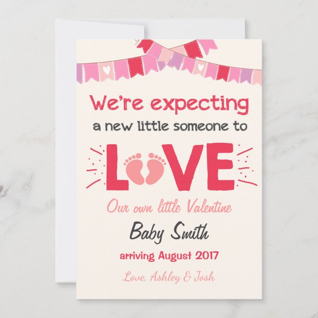 Invitación de embarazo de San Valentín revela el c (Anverso)