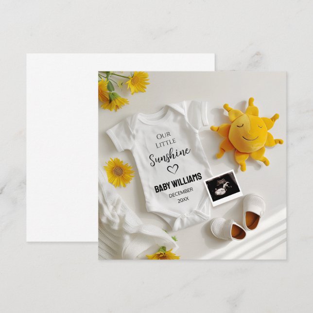 Invitación de embarazo de verano minimalista (Anverso / Reverso)