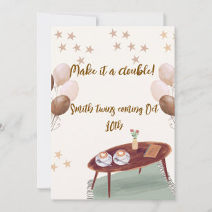 Invitación de Embarazo Doble Temática Espresso
