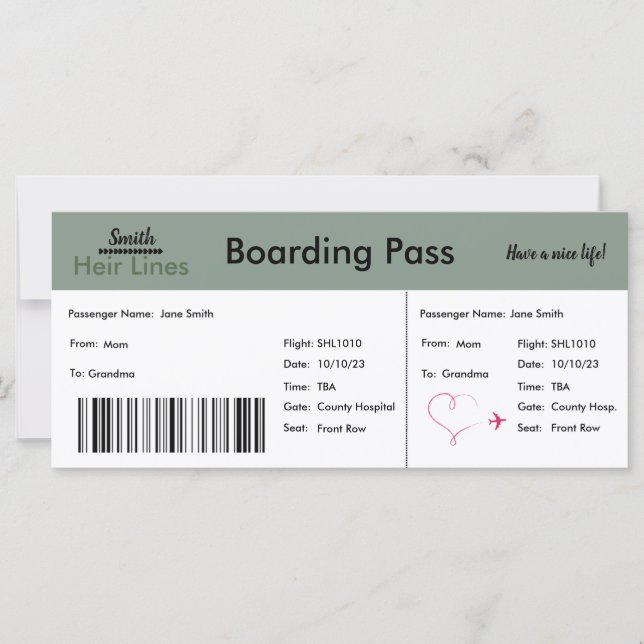 Invitación de Embarazo en el Embarazo del Avión (N (Anverso)