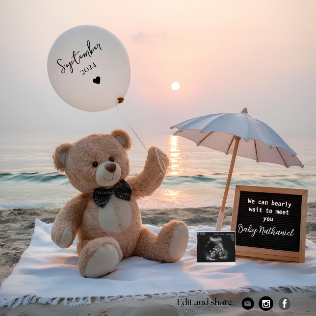 Invitación de embarazo en el oso y en la playa (Subido por el creador)