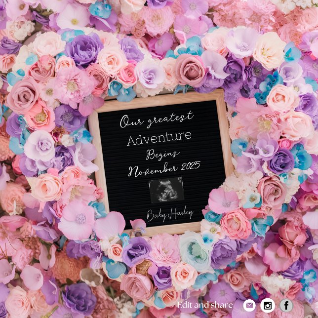 invitación de embarazo en flor pastel de ensueño (Subido por el creador)