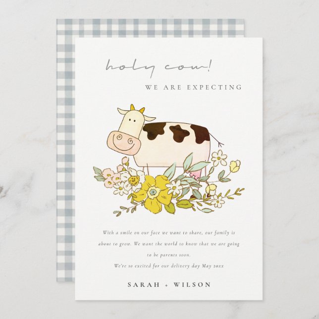 Invitación de Embarazo Floral de la Granja Santa C (Anverso / Reverso)